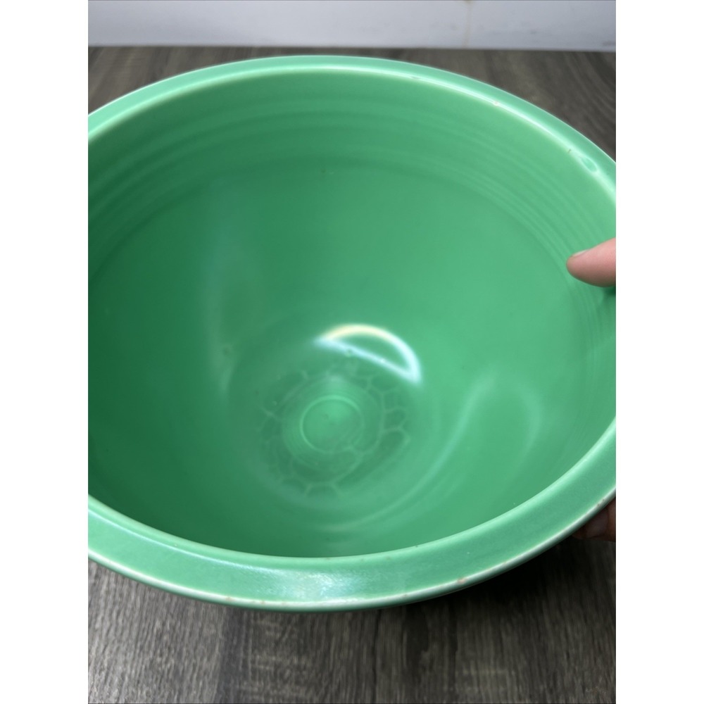 VTG 30's Fiesta Ware Nested Mixing Bowl #7 From Set USA HLC Green Bottom Rings - Picture 7 of 16